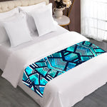 Turquoise Ethnic Aztec Trippy Print Bed Runner