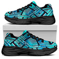 Turquoise Ethnic Aztec Trippy Print Black Chunky Shoes