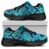 Turquoise Ethnic Aztec Trippy Print Black Chunky Shoes