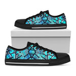 Turquoise Ethnic Aztec Trippy Print Black Low Top Sneakers