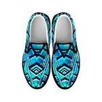 Turquoise Ethnic Aztec Trippy Print Black Slip On Sneakers