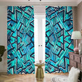 Turquoise Ethnic Aztec Trippy Print Dimout Pencil Pleat Curtains