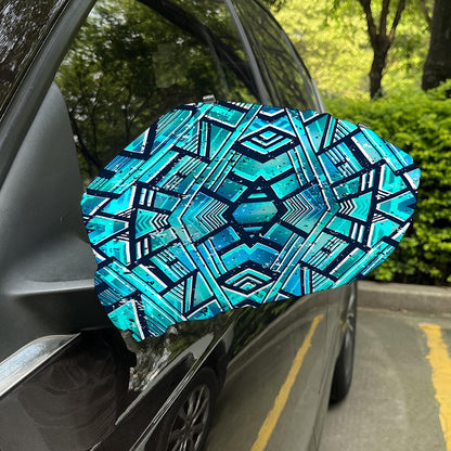 Turquoise Ethnic Aztec Trippy Print Car Side Mirror Covers