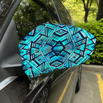 Turquoise Ethnic Aztec Trippy Print Car Side Mirror Covers