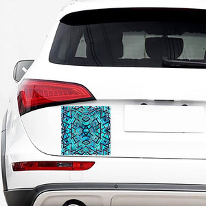 Turquoise Ethnic Aztec Trippy Print Car Sticker