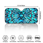 Turquoise Ethnic Aztec Trippy Print Car Windshield Sun Shade