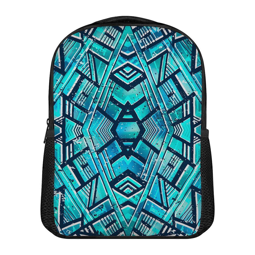 Turquoise Ethnic Aztec Trippy Print Casual Backpack