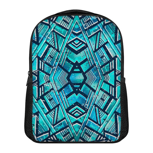 Turquoise Ethnic Aztec Trippy Print Casual Backpack