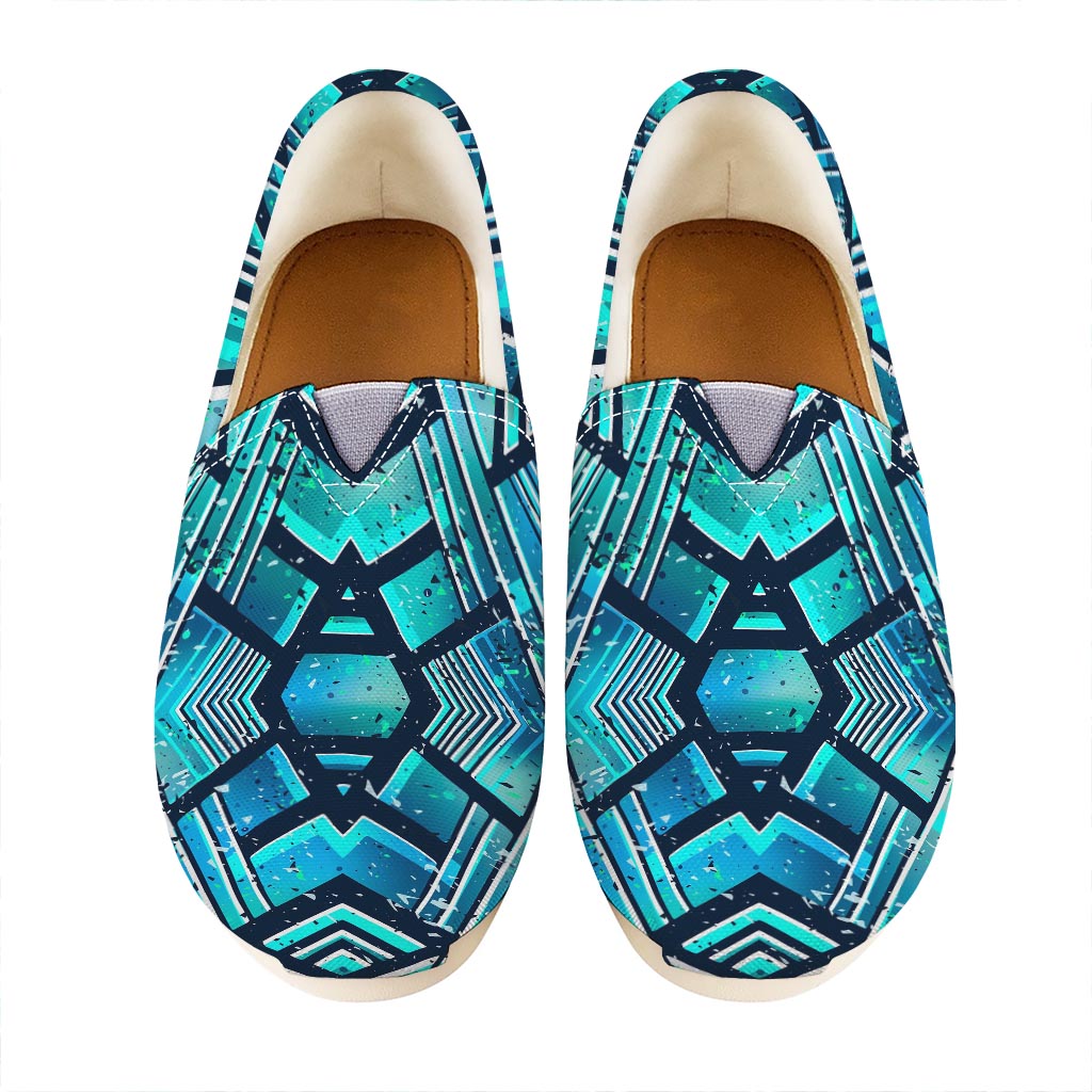 Turquoise Ethnic Aztec Trippy Print Casual Shoes