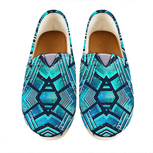 Turquoise Ethnic Aztec Trippy Print Casual Shoes