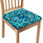 Turquoise Ethnic Aztec Trippy Print Chair Cushion Cover