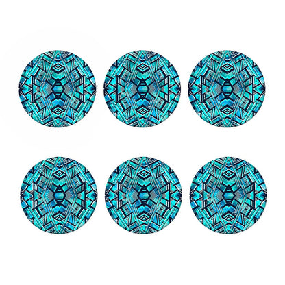 Turquoise Ethnic Aztec Trippy Print Coaster Set