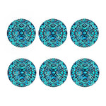 Turquoise Ethnic Aztec Trippy Print Coaster Set