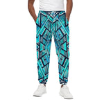 Turquoise Ethnic Aztec Trippy Print Cotton Pants