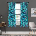 Turquoise Ethnic Aztec Trippy Print Grommet Curtain Panels