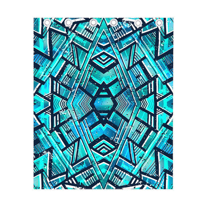 Turquoise Ethnic Aztec Trippy Print Curtain