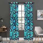 Turquoise Ethnic Aztec Trippy Print Curtain
