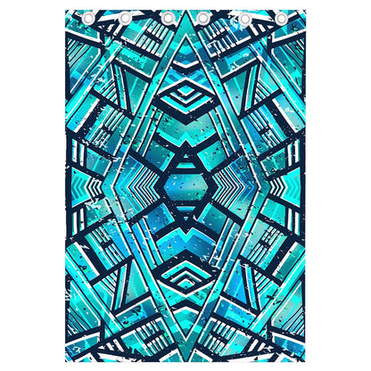 Turquoise Ethnic Aztec Trippy Print Curtain