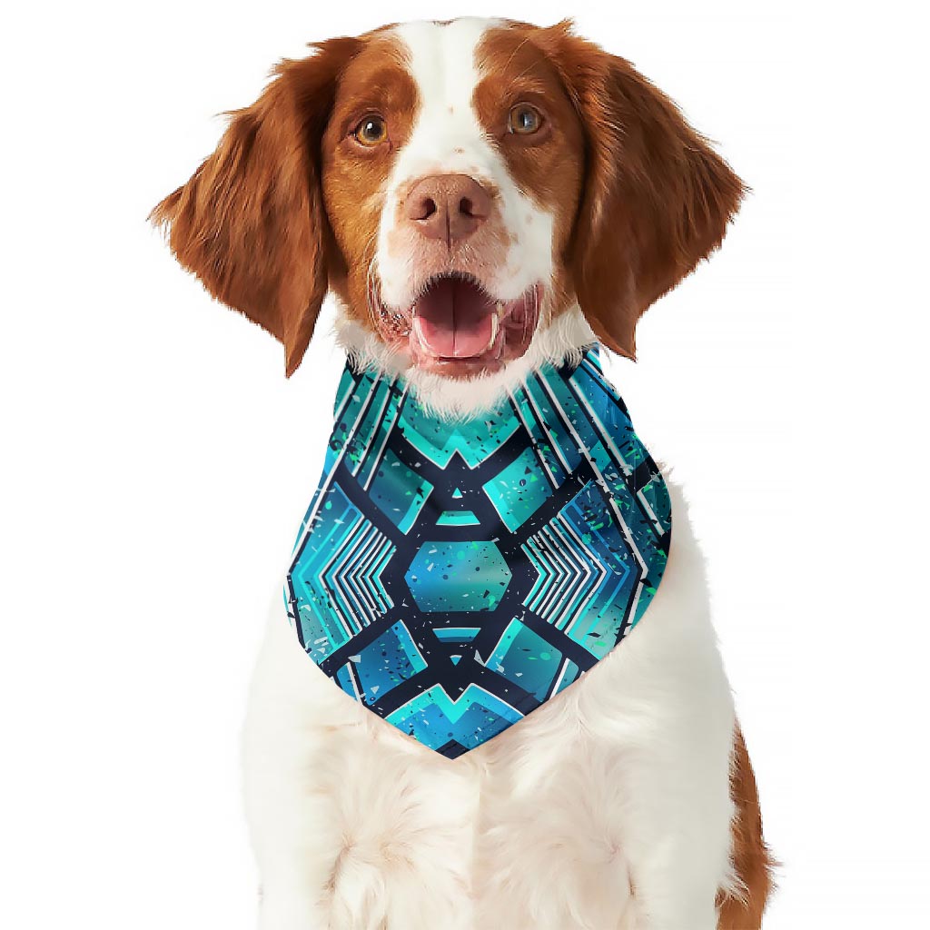 Turquoise Ethnic Aztec Trippy Print Dog Bandana