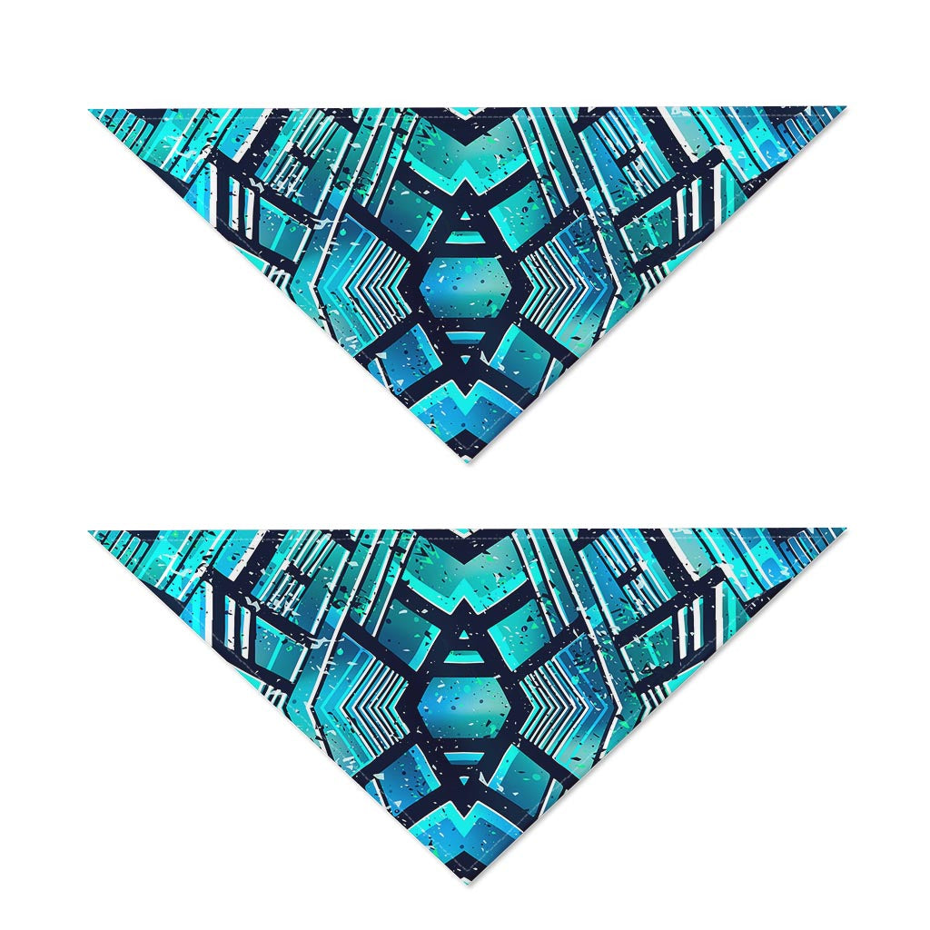 Turquoise Ethnic Aztec Trippy Print Dog Bandana