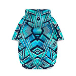 Turquoise Ethnic Aztec Trippy Print Dog Zip Up Hoodie