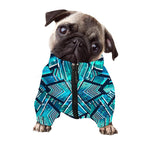 Turquoise Ethnic Aztec Trippy Print Dog Zip Up Jacket