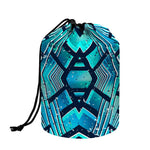 Turquoise Ethnic Aztec Trippy Print Drawstring Makeup Bag