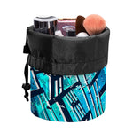 Turquoise Ethnic Aztec Trippy Print Drawstring Makeup Bag