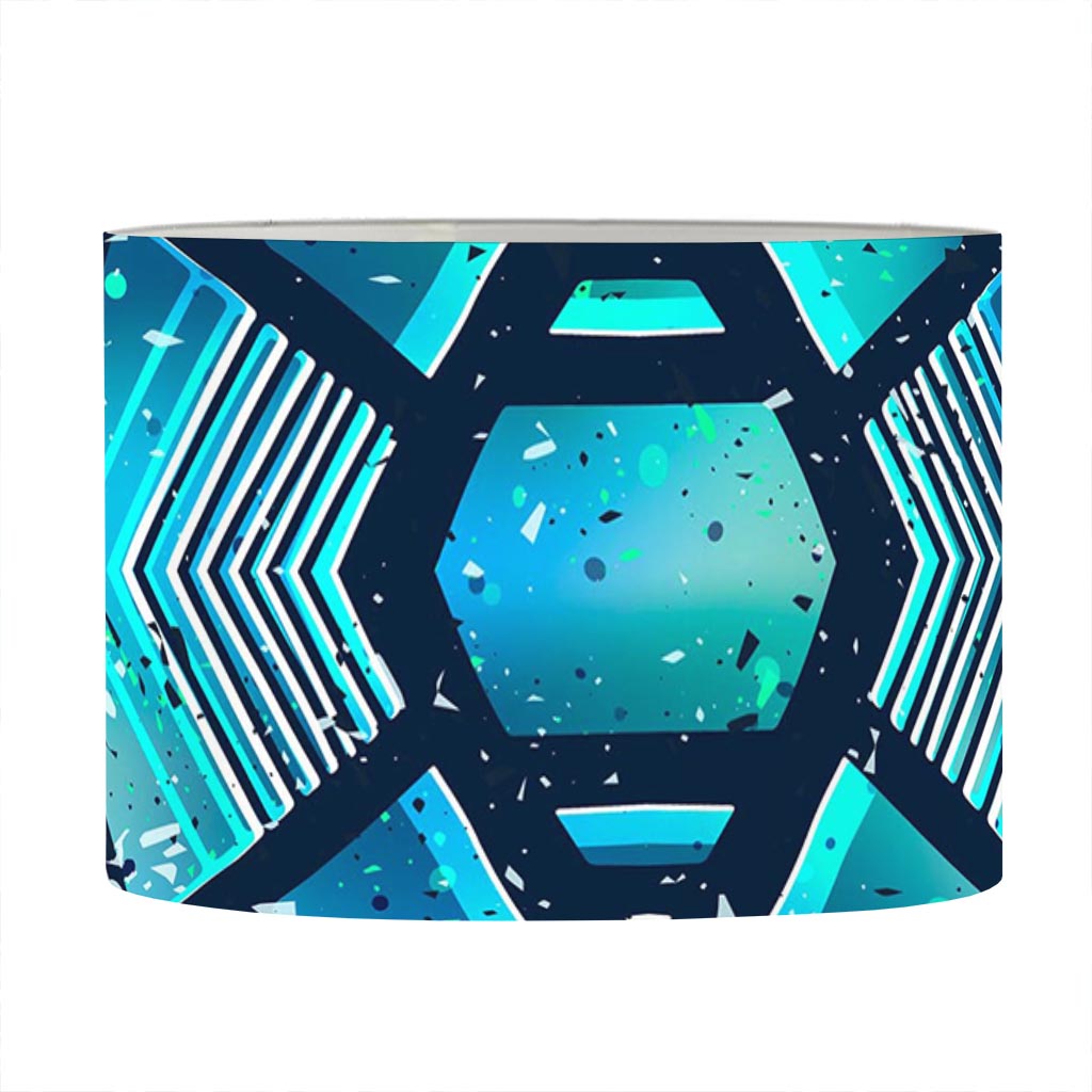 Turquoise Ethnic Aztec Trippy Print Drum Lamp Shade