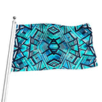 Turquoise Ethnic Aztec Trippy Print Flag