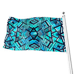 Turquoise Ethnic Aztec Trippy Print Flag