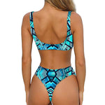Turquoise Ethnic Aztec Trippy Print Front Bow Tie Bikini