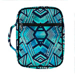 Turquoise Ethnic Aztec Trippy Print Front Pocket Bible Bag