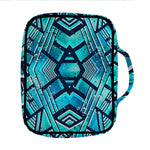 Turquoise Ethnic Aztec Trippy Print Front Pocket Bible Bag