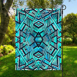 Turquoise Ethnic Aztec Trippy Print Garden Flag