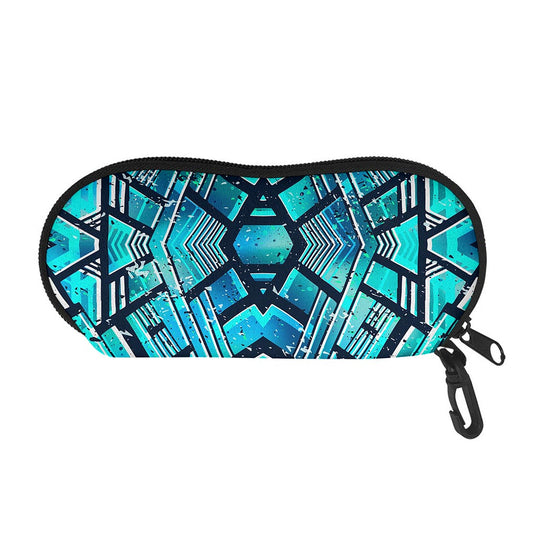 Turquoise Ethnic Aztec Trippy Print Glasses Case