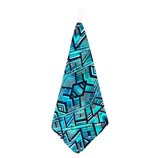 Turquoise Ethnic Aztec Trippy Print Hand Towel