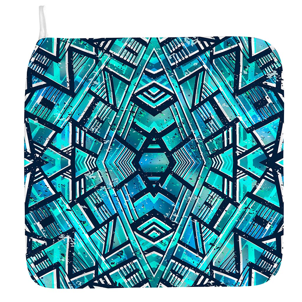 Turquoise Ethnic Aztec Trippy Print Hand Towel