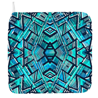 Turquoise Ethnic Aztec Trippy Print Hand Towel