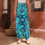 Turquoise Ethnic Aztec Trippy Print Harem Pants