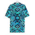 Turquoise Ethnic Aztec Trippy Print Hawaiian Shirt