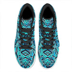 Turquoise Ethnic Aztec Trippy Print High Top Leather Sneakers