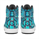 Turquoise Ethnic Aztec Trippy Print High Top Leather Sneakers