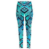 Turquoise Ethnic Aztec Trippy Print High-Waisted Pocket Leggings