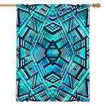 Turquoise Ethnic Aztec Trippy Print House Flag