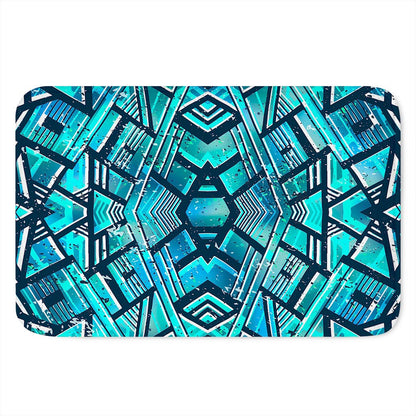 Turquoise Ethnic Aztec Trippy Print Indoor Door Mat