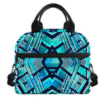 Turquoise Ethnic Aztec Trippy Print Insulated Lunch Bag
