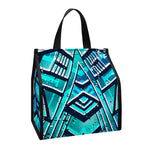 Turquoise Ethnic Aztec Trippy Print Insulated Lunch Tote