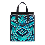 Turquoise Ethnic Aztec Trippy Print Insulated Lunch Tote