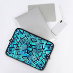 Turquoise Ethnic Aztec Trippy Print Laptop Sleeve